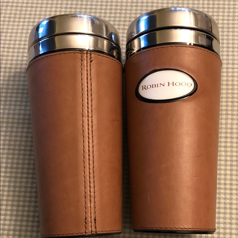 Robin Hood 2010 Movie Promo Travel Mugs Metal & Brown Leather Sleeve 12oz #926 - Picture 9 of 9